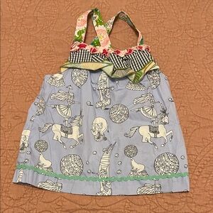 Matilda Jane Light Blue Circus Horse Sundress with Pink & Green Accents